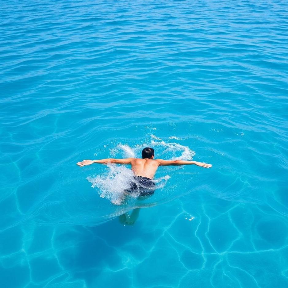 Dream : Swimming in the blue ocean in a dream