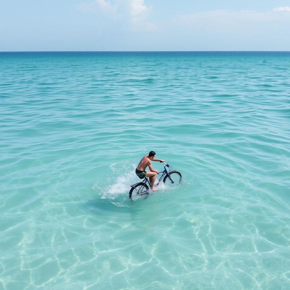 Dream : Swimming in the sea by bicycle 