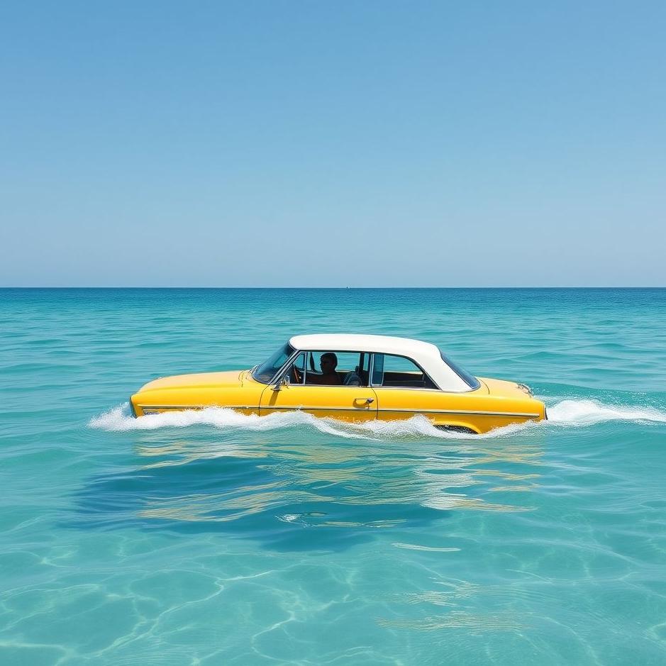 Dream : Swimming in the sea by car