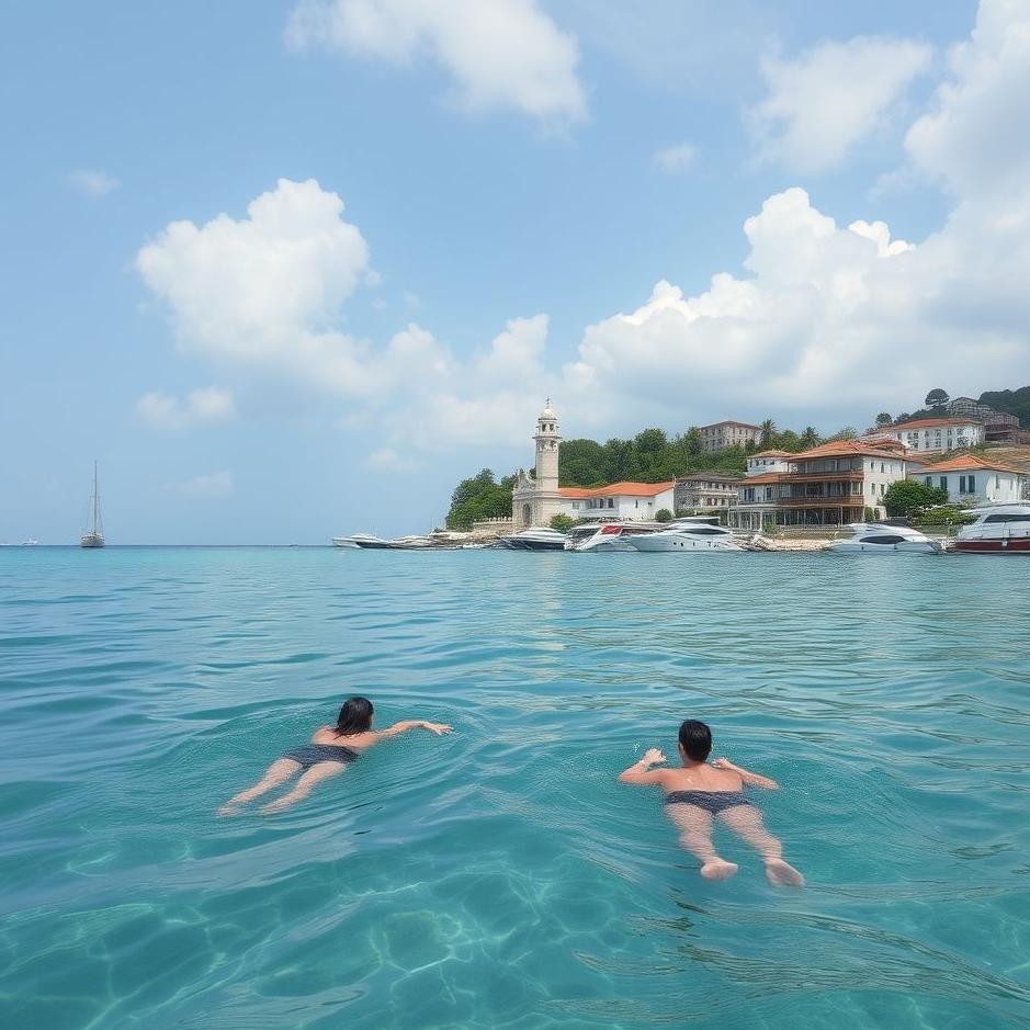 Dream : Swimming in the sea in a village in a dream