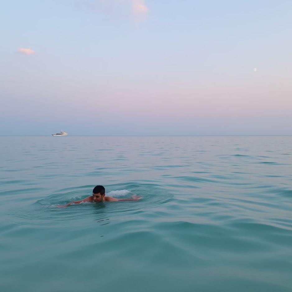 Dream : Swimming in the sea in the evening