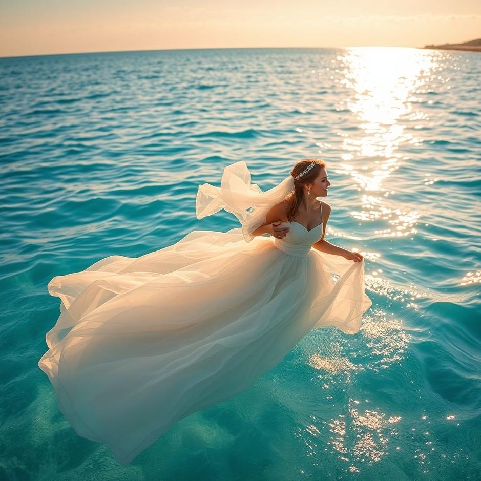 Dream : Swimming in the sea with a wedding dress in your dream