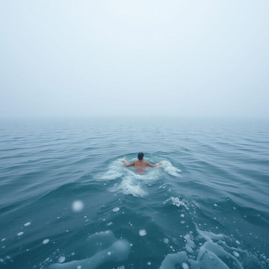 Dream : Swimming into the sea in snowy weather in a dream