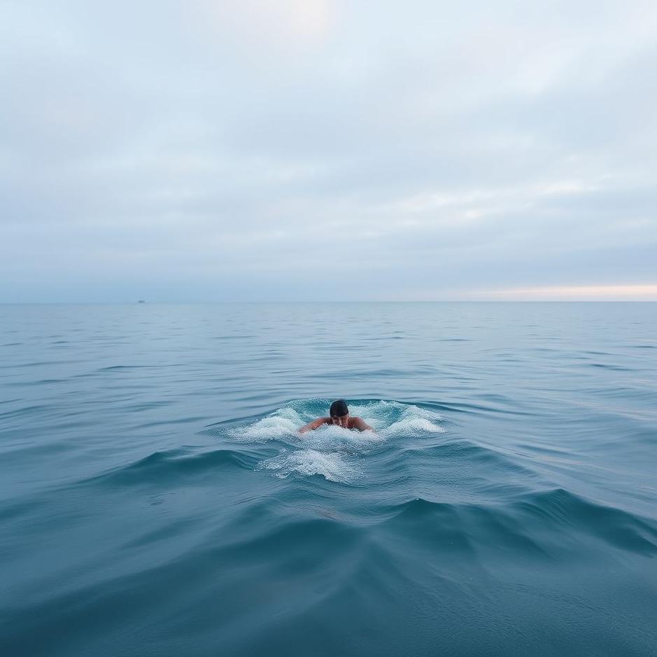 Dream : Swimming into the sea on a winter day in a dream