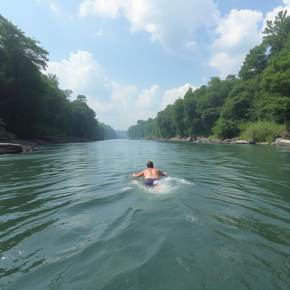 Dream : Swimming through a river in a dream