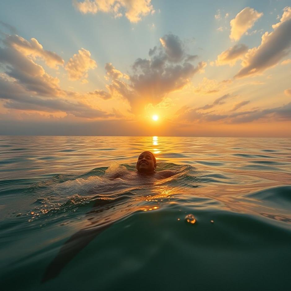 Dream : Swimming through the golden hour in a dream