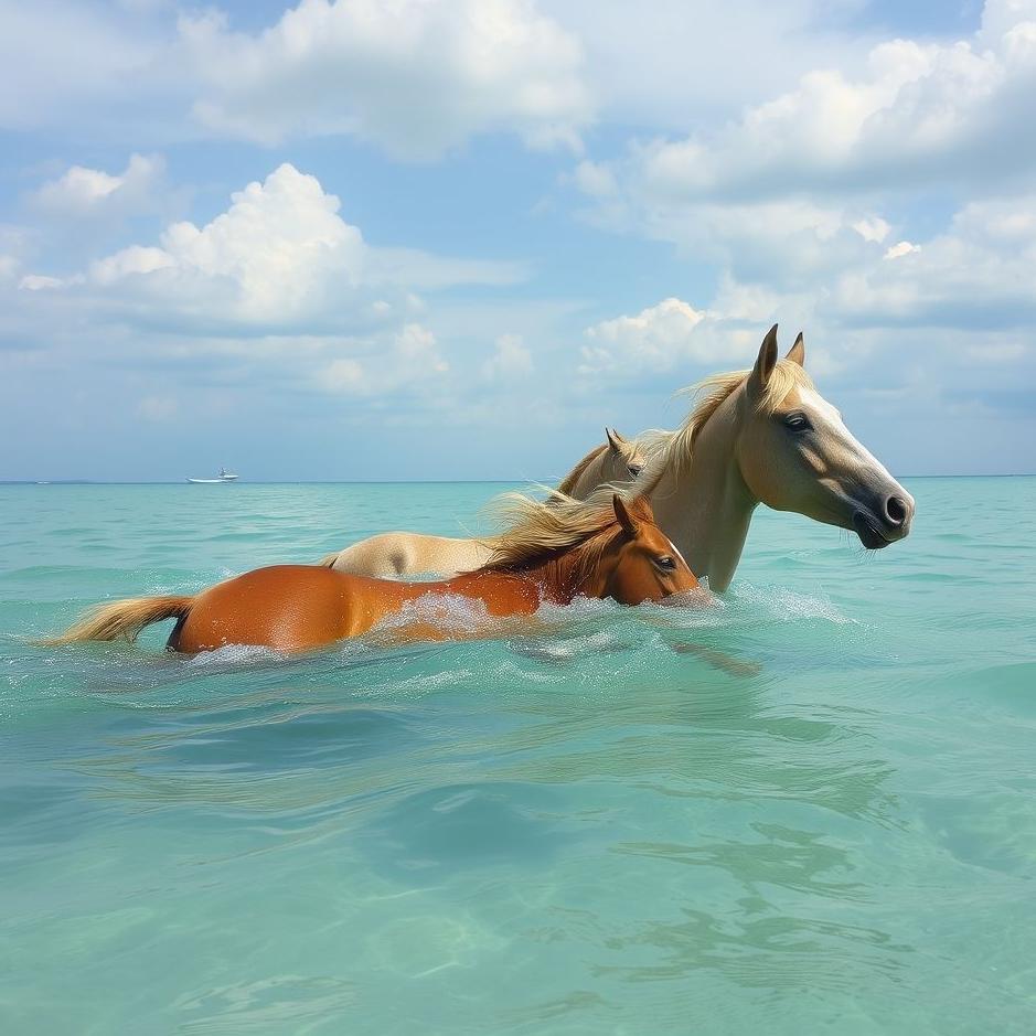 Dream : Swimming with horses in the dream