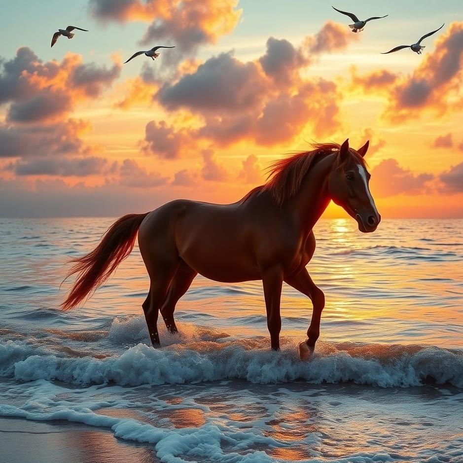 Dream Dictionary : Take a horse in the sea view