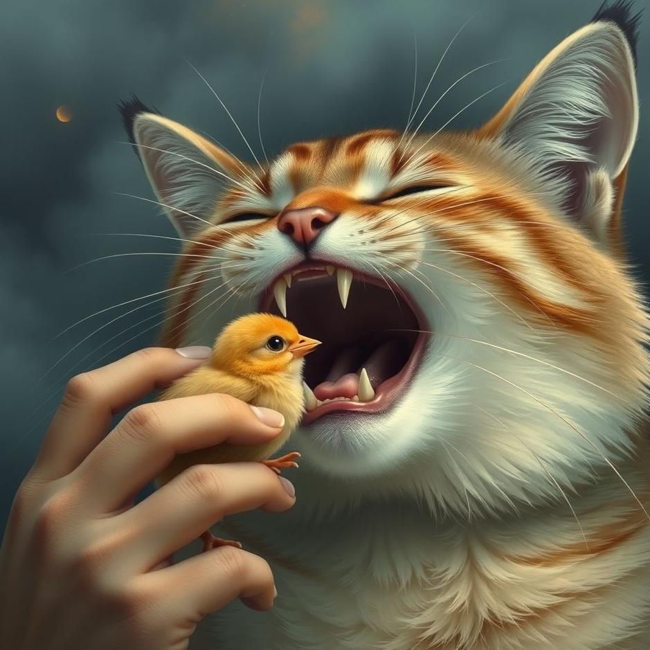 Dream : Taking a chick from a cat's mouth in a dream