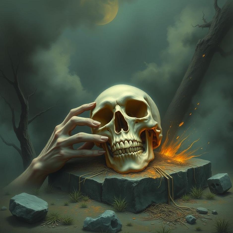 Dream : Taking a skull out of a grave in a dream