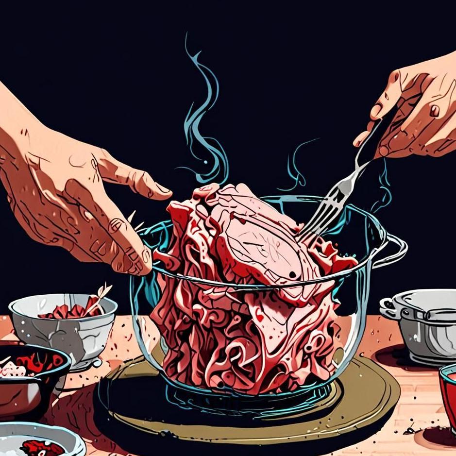 Dream : Tearing apart boiled meat in a dream