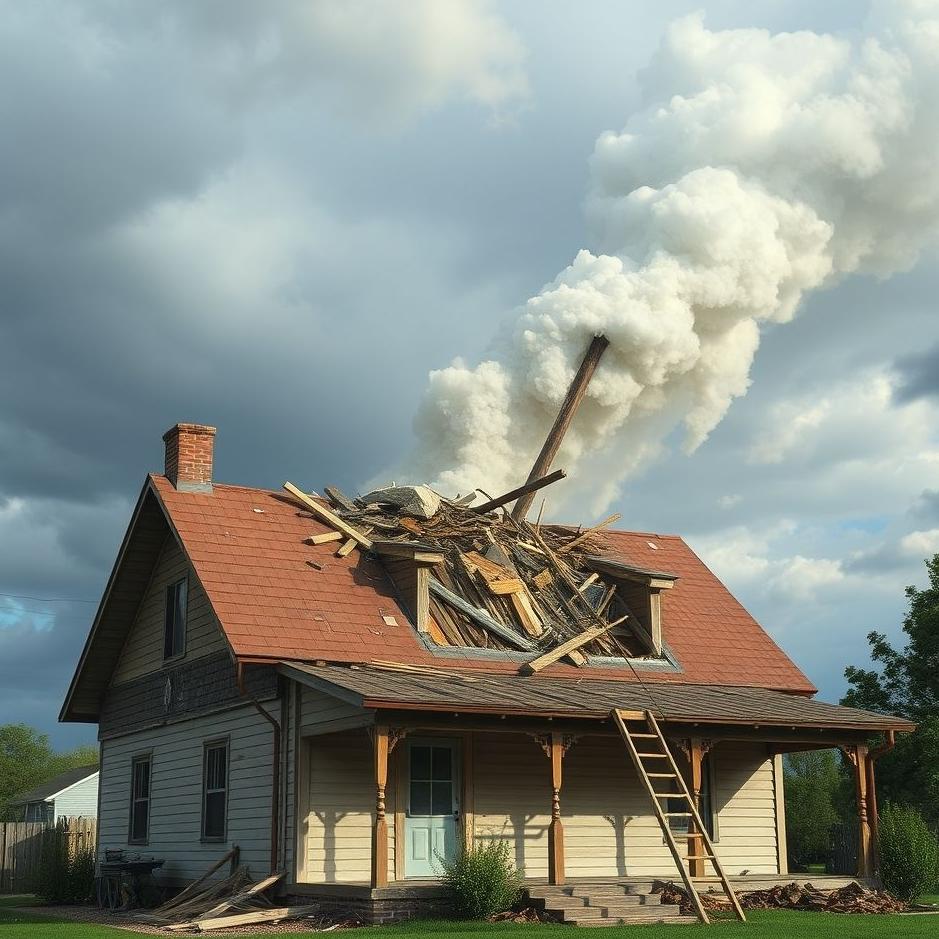 Dream : Tearing down the roof of the house in a dream