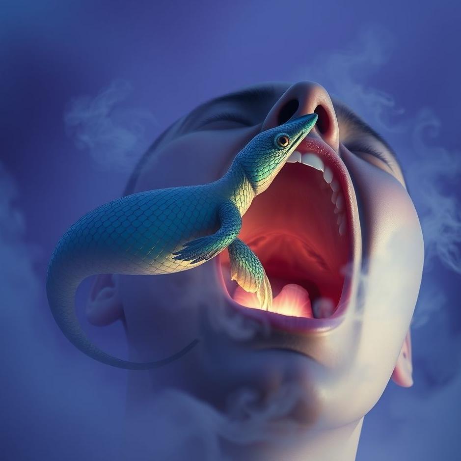 Dream : The appearance of kertenke from the mouth in the dream