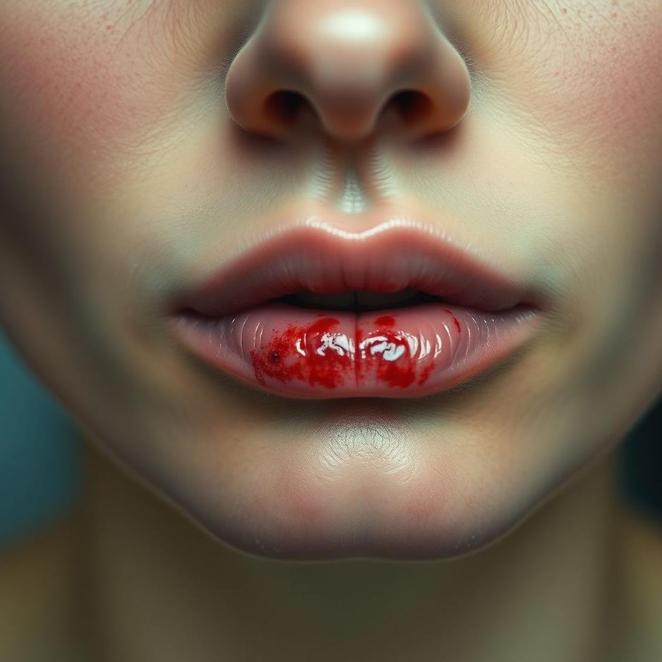 Dream : The bruising of the lower lip in the dream