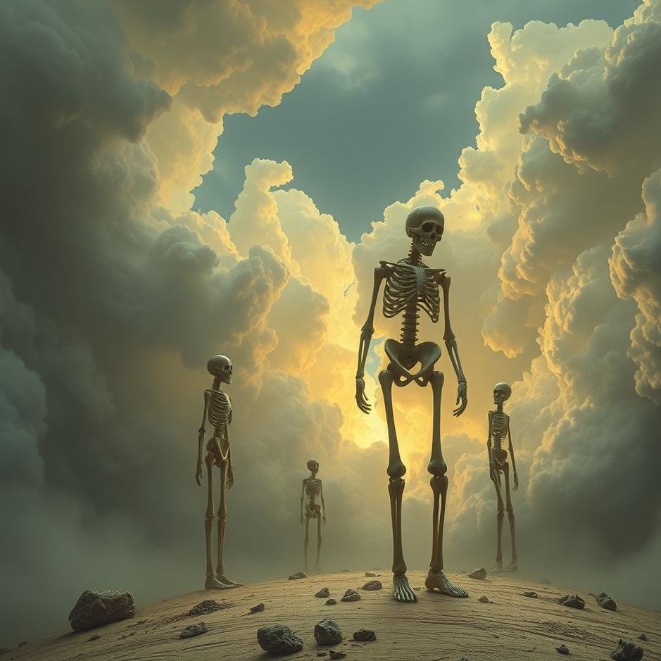 Dream : The emergence of standing bones in the dream