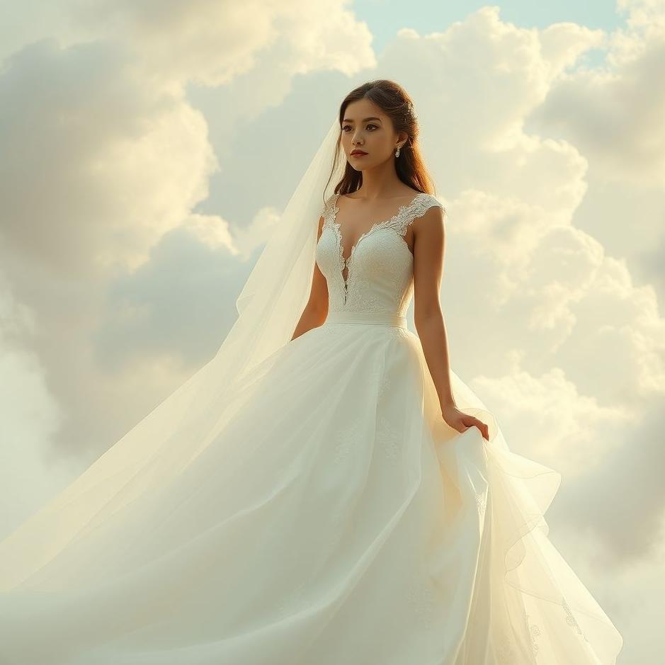 Dream : The engaged girl wearing a wedding dress in a dream