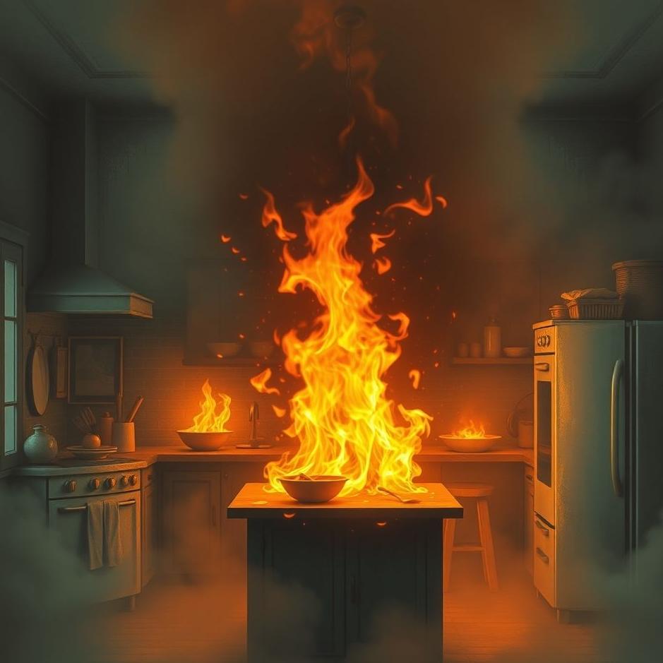 Dream : The kitchen on fire in a dream