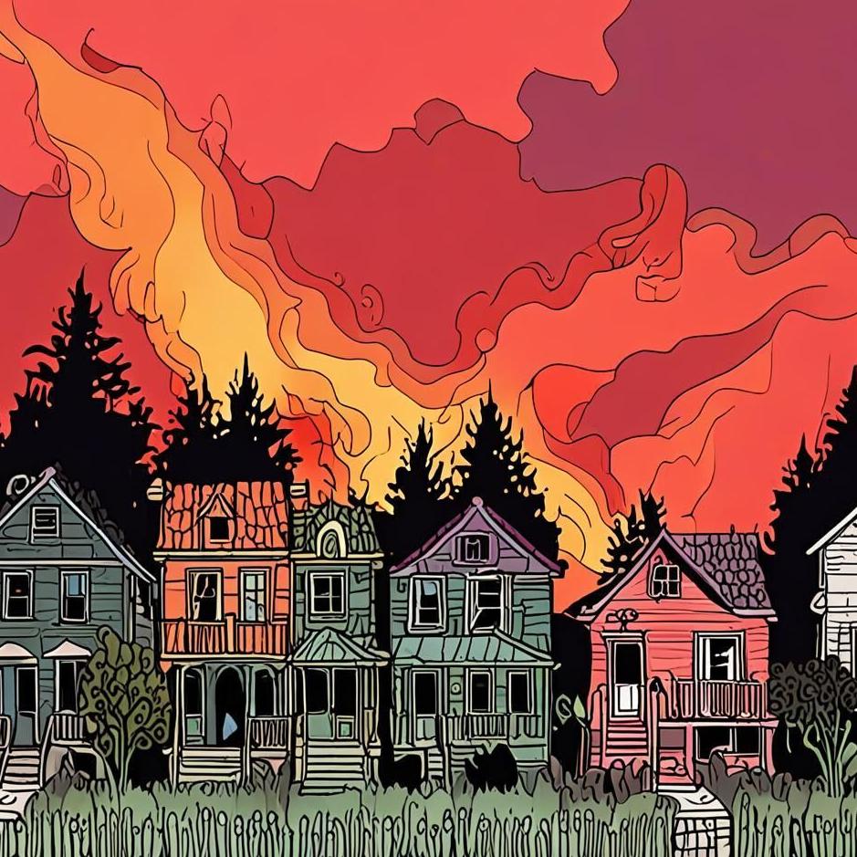 Dream : The old neighborhood burning in a dream