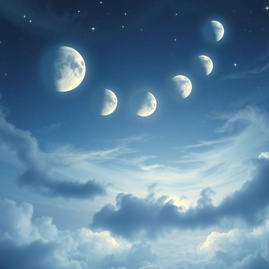 Dream : The phases of the moon in the sky in a dream