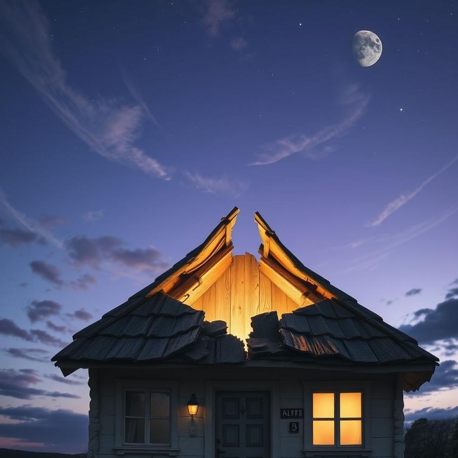 Dream : The roof of the house split in two in a dream