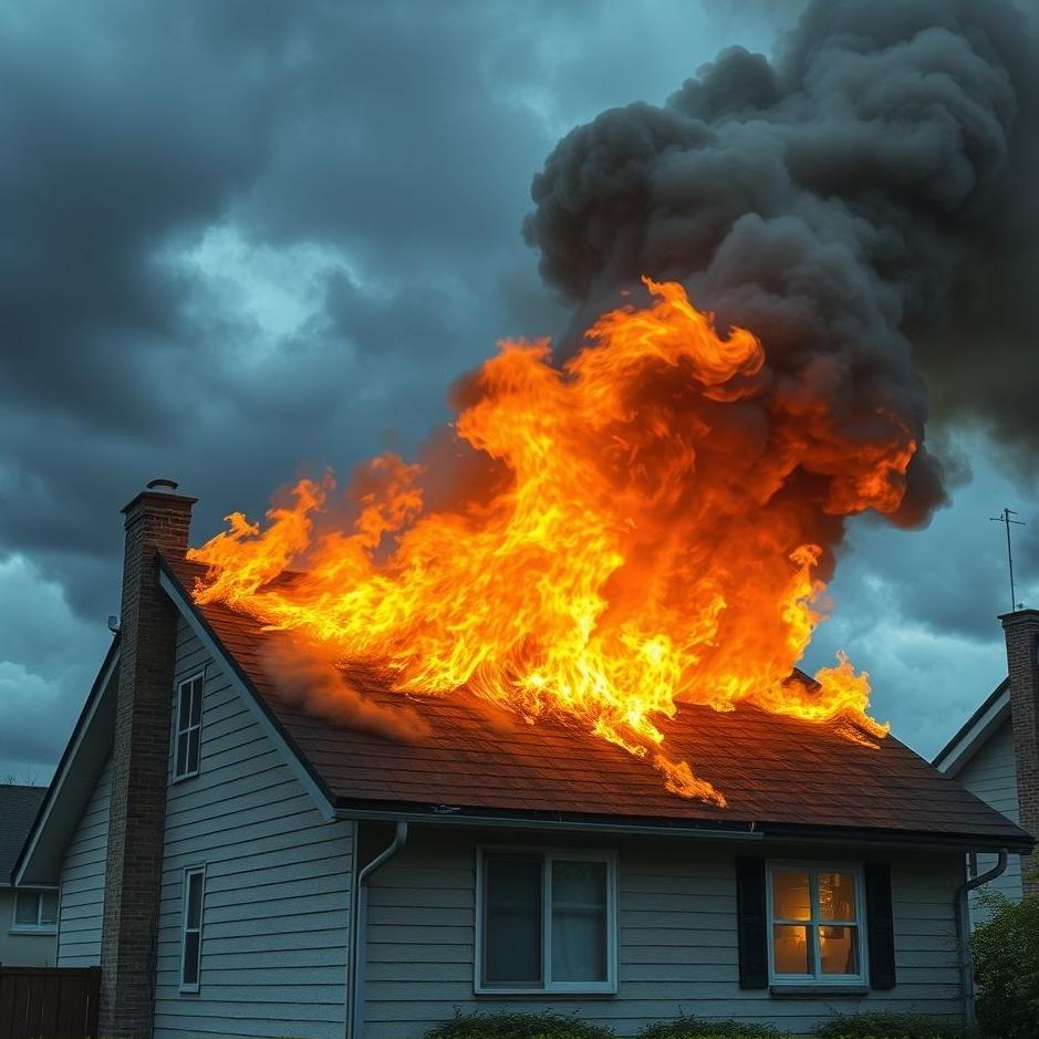 Dream : The roof of the neighbor's house on fire in a dream