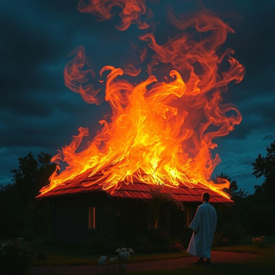 Dream : The roof of your house burning in a dream