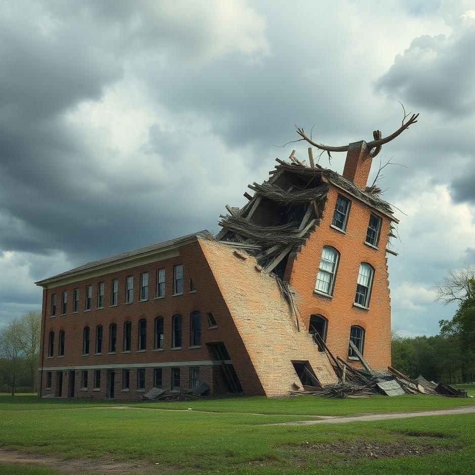 Dream : The school building collapsing in a dream