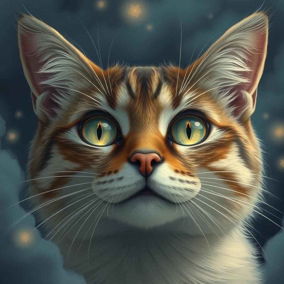 Dream : The shining eyes of a cat in a dream