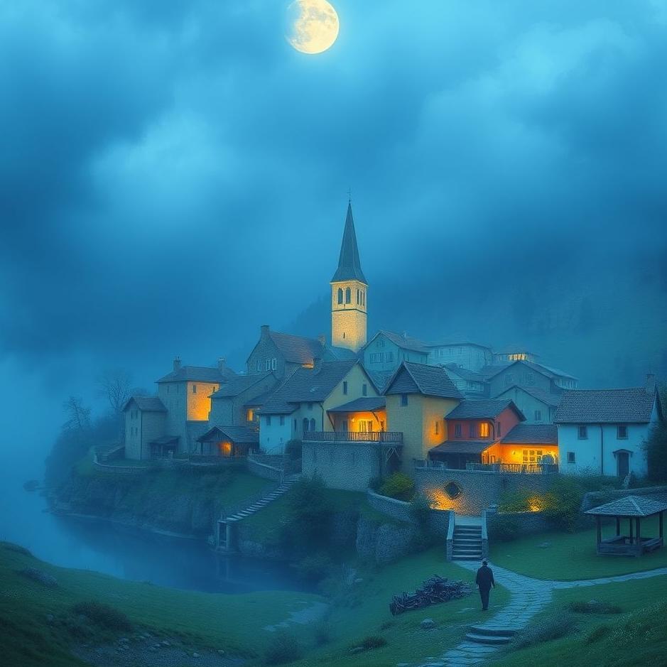 Dream : The village in blue in a dream