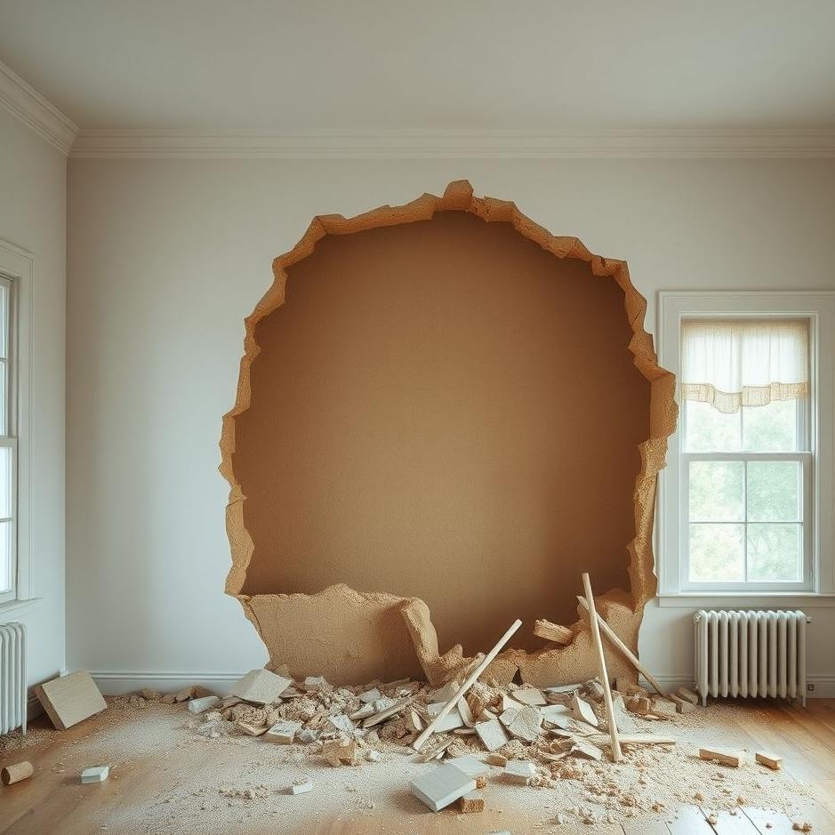 Dream : The wall of a room in a house being demolished in a dream
