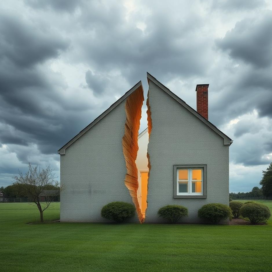 Dream : The wall of the house splitting in two in a dream