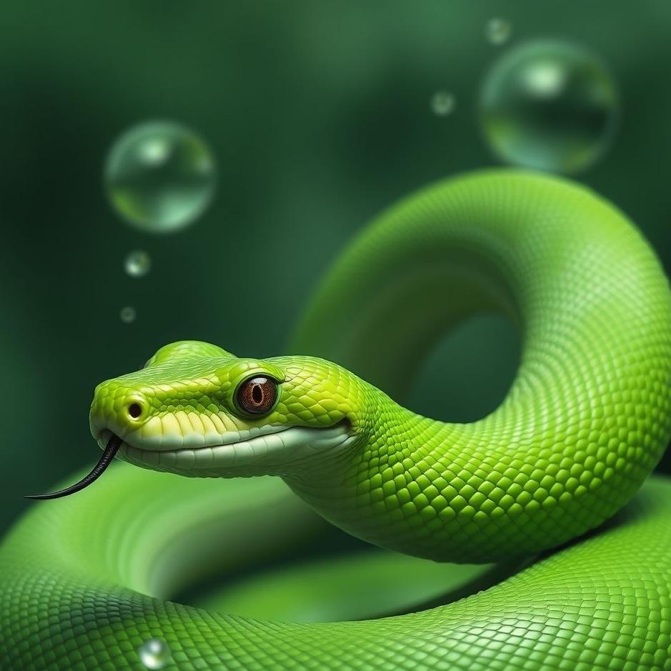 Dream : Thick green snake in a dream