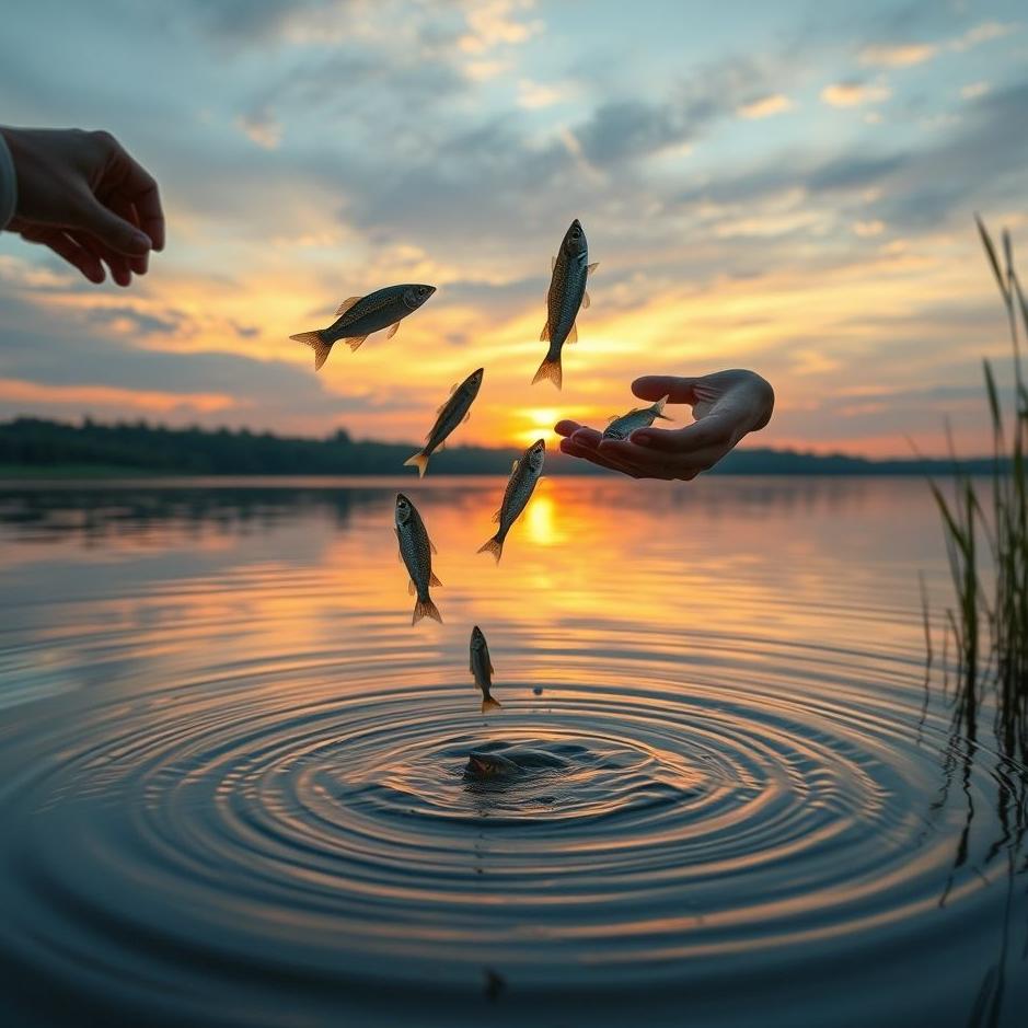 Dream : Throwing fish into a lake in a dream