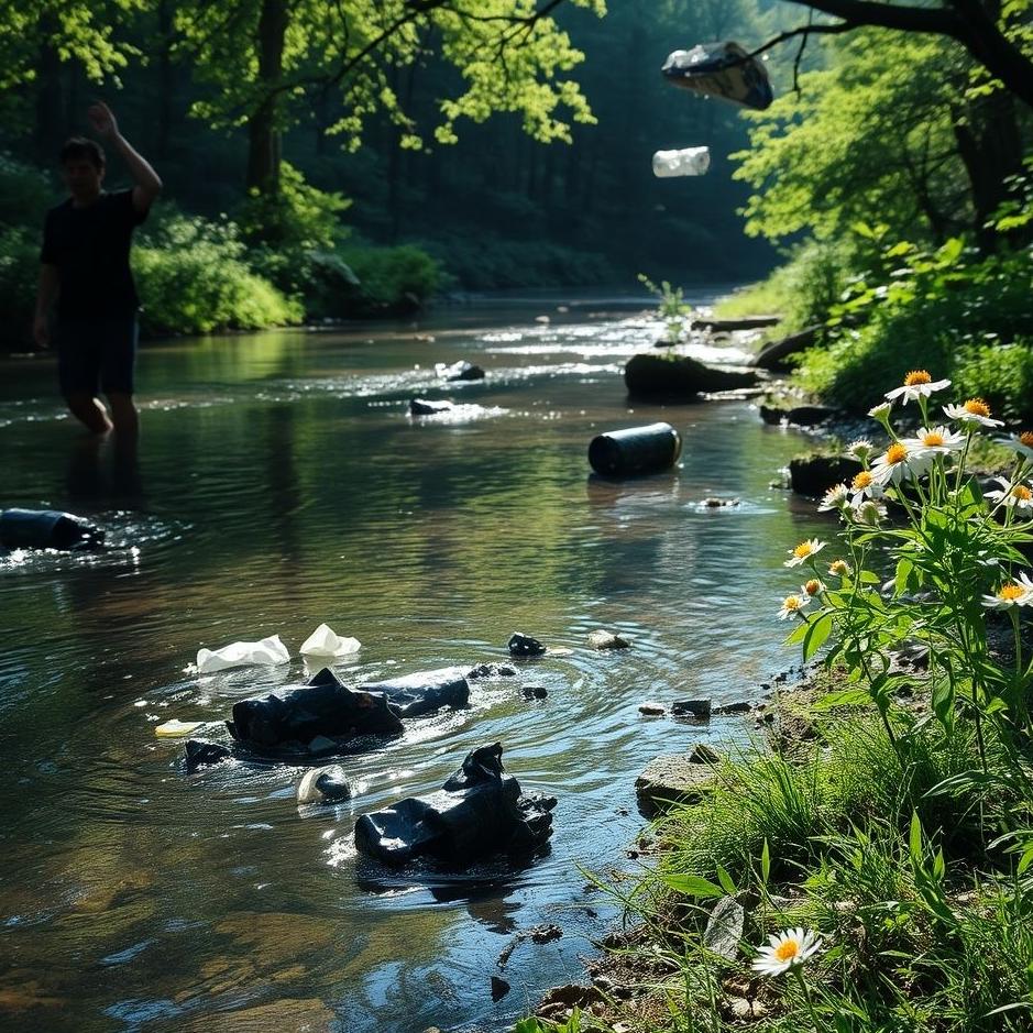 Dream : Throwing garbage into a stream 