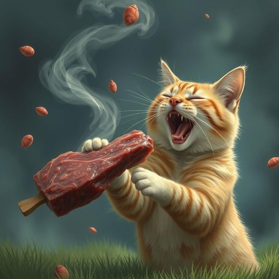 Dream : Throwing meat to a cat in a dream