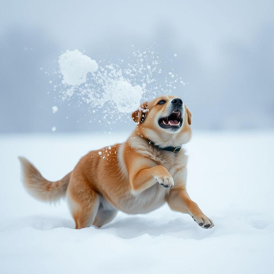 Dream : Throwing snow at a dog in a dream