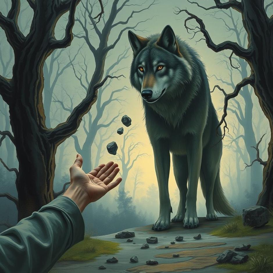 Dream : Throwing stones at a wolf in a dream