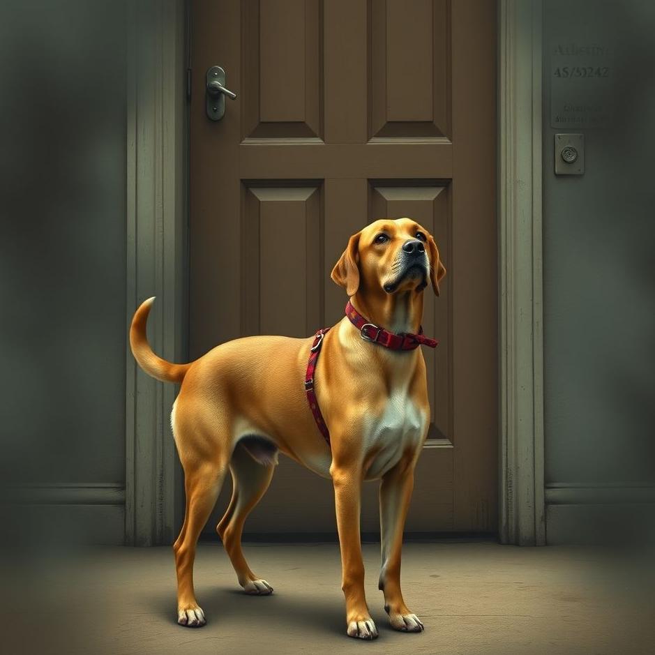 Dream : Tied dog in front of a door in a dream