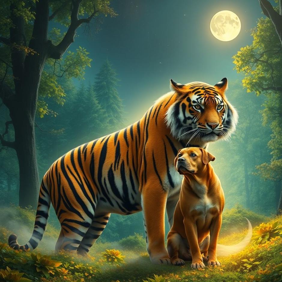 Dream : Tiger and a dog in a dream