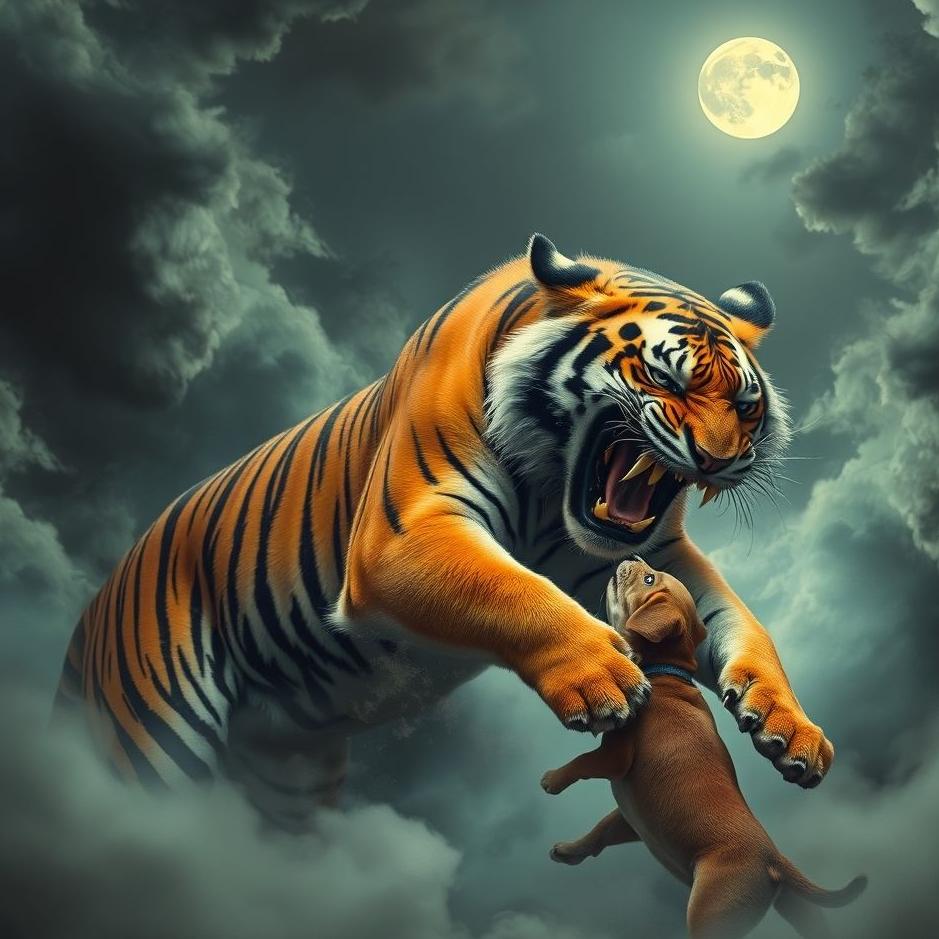 Dream : Tiger attacking a dog in a dream