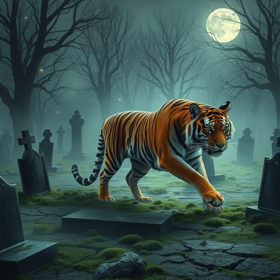 Dream : Tiger in a cemetery in a dream