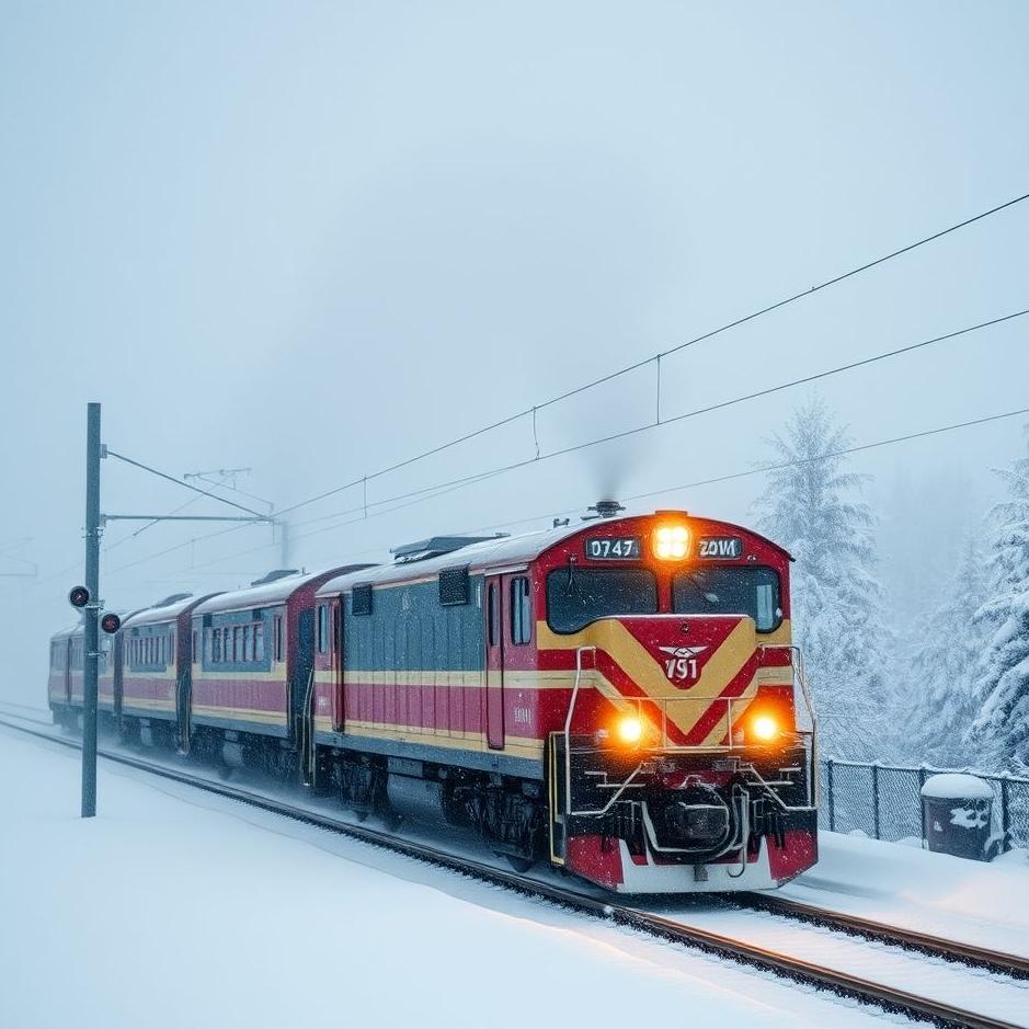 Dream : Train in snowy weather in a dream
