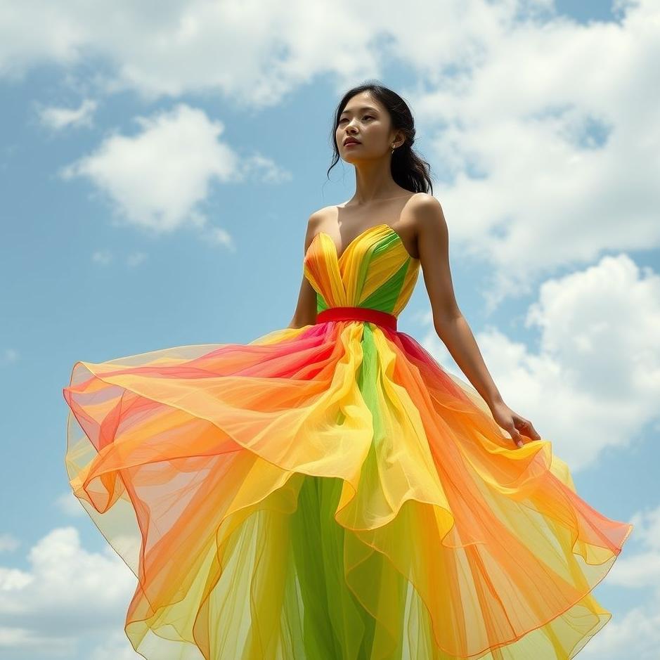 Dream : Trying on a colorful dress in a dream