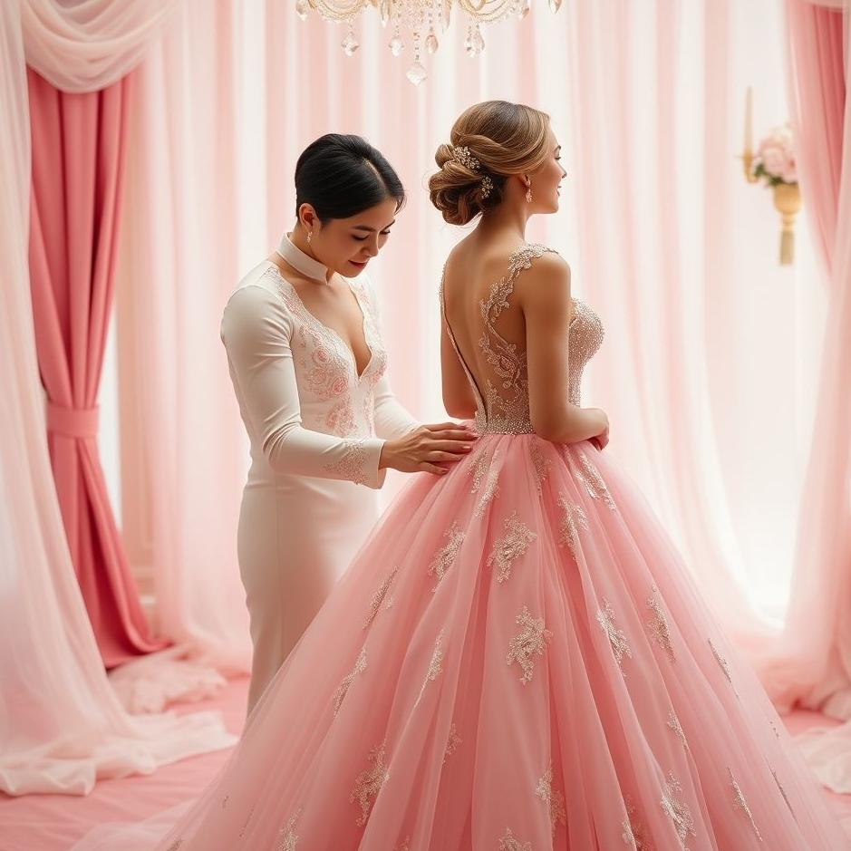 Dream : Trying on a pink engagement dress in a dream