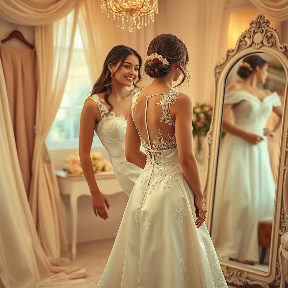 Dream : Trying on a short wedding dress in a dream