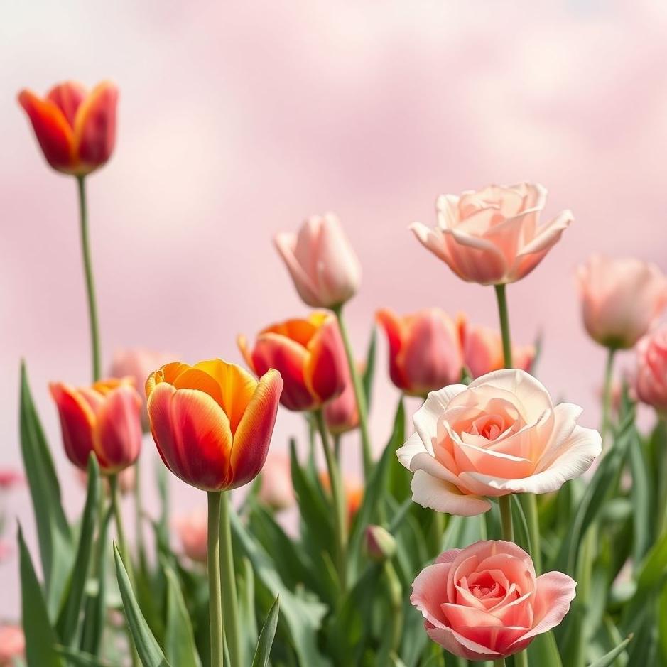 Dream : Tulips and roses in a dream