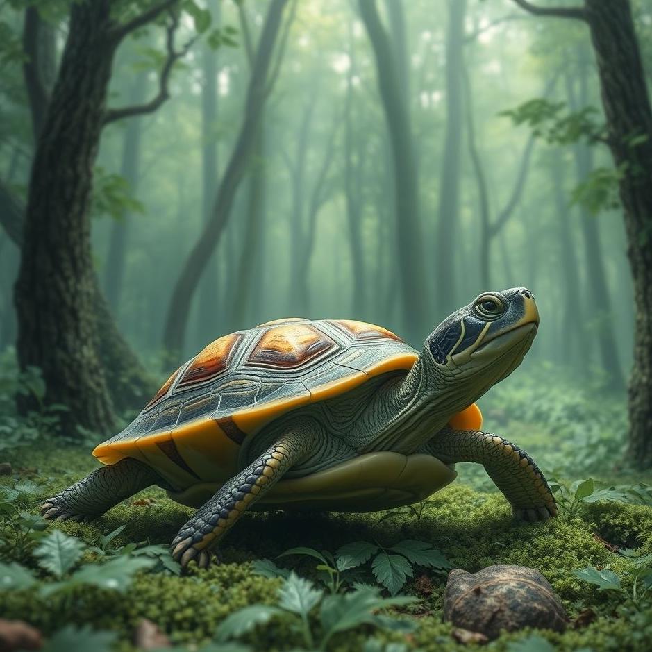 Dream : Turtle in a forest in a dream