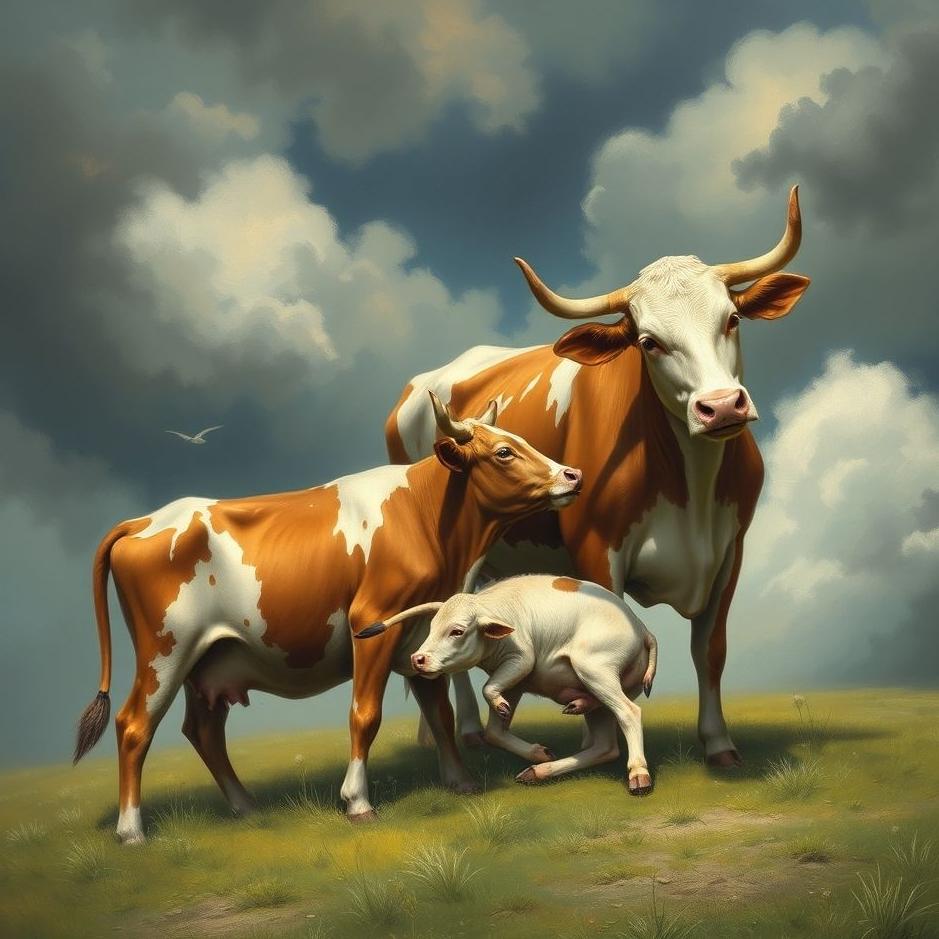 Dream : Two cows giving birth in a dream