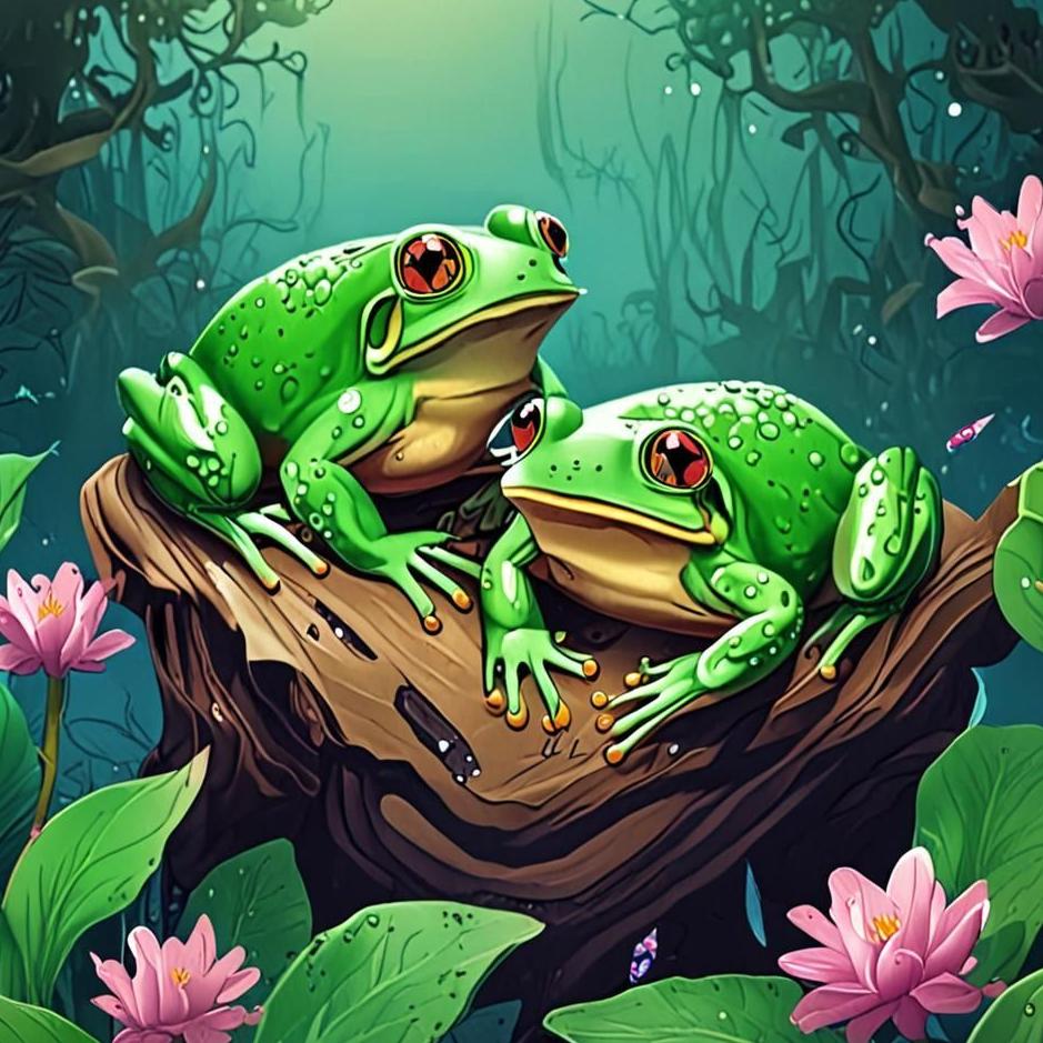 Dream : Two green frogs in a dream