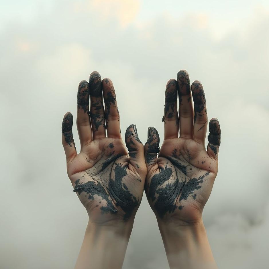 Dream : Two hands covered in mud in a dream